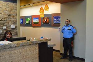 Image of security guard at the reception , Entry Area Guard in Southern California, Allied Nationwide Security